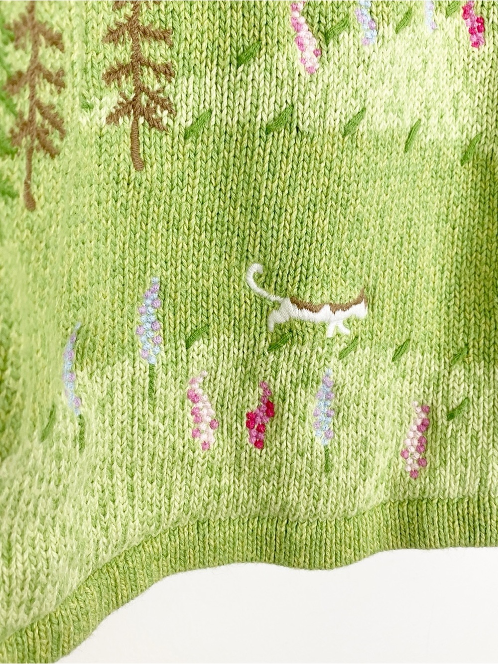 Christopher & Banks Cardigan Sweater Women's Size Large Hand Embroidered Nature - Picture 5 of 14